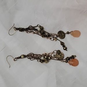 Long dangle gold earrings